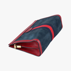 Pre-owned Gucci Ophidia Navy×red Suede x leather 503877 shoulderbag | stylenewstar