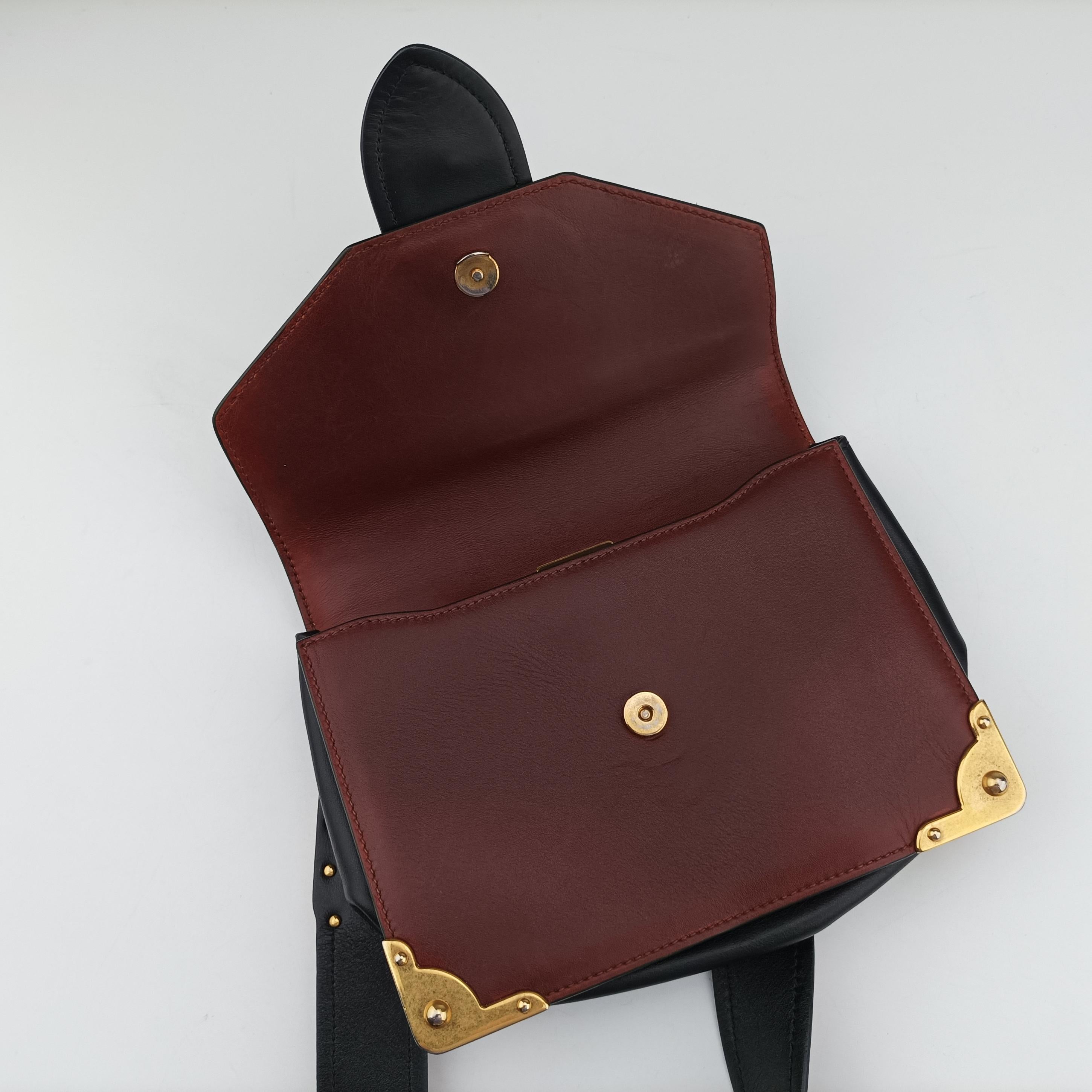 Pre-owned Prada Animalier Cahier Lions Head Brown×black Leather 1BD089 shoulderbag | stylenewstar