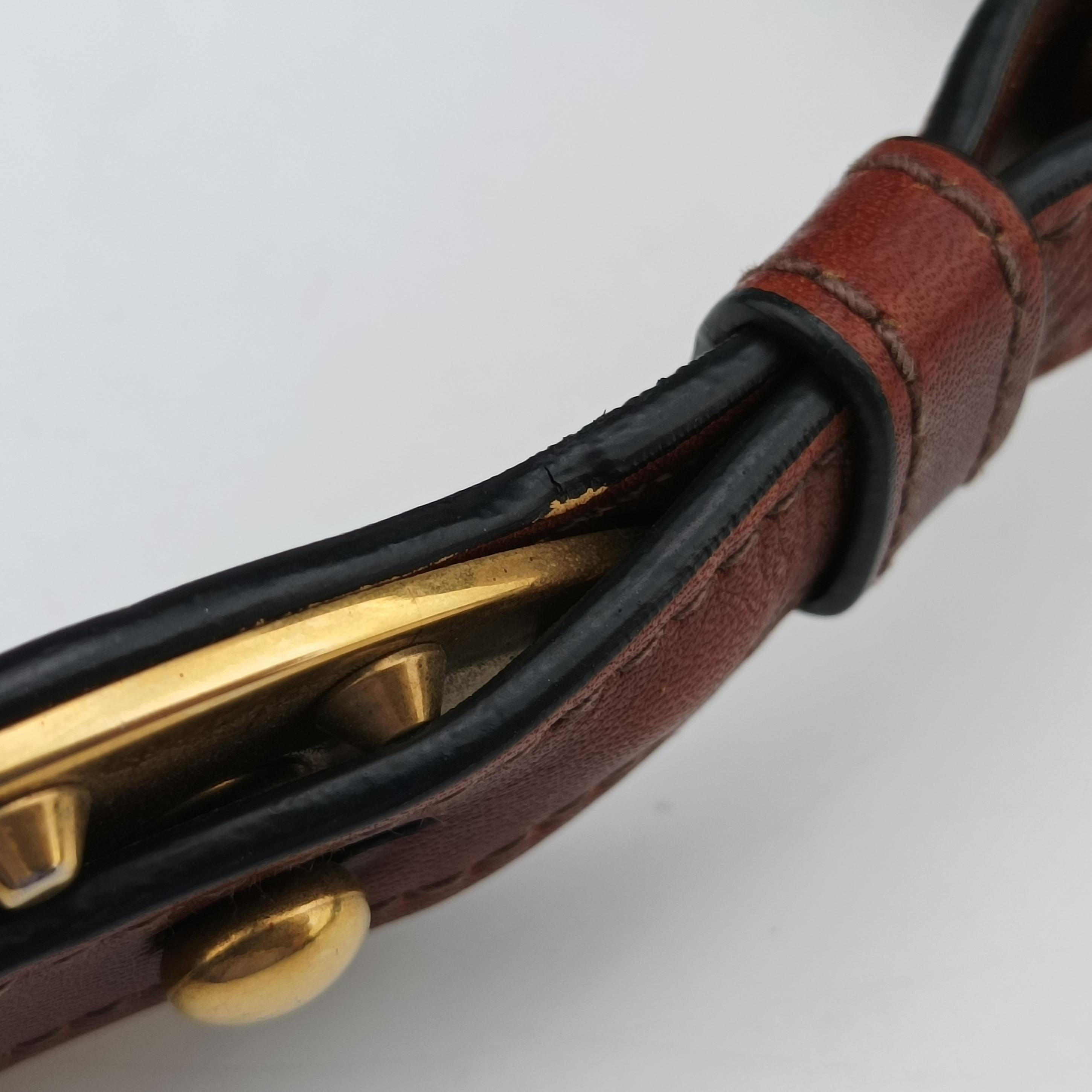 Pre-owned Prada Animalier Cahier Lions Head Brown×black Leather 1BD089 shoulderbag | stylenewstar