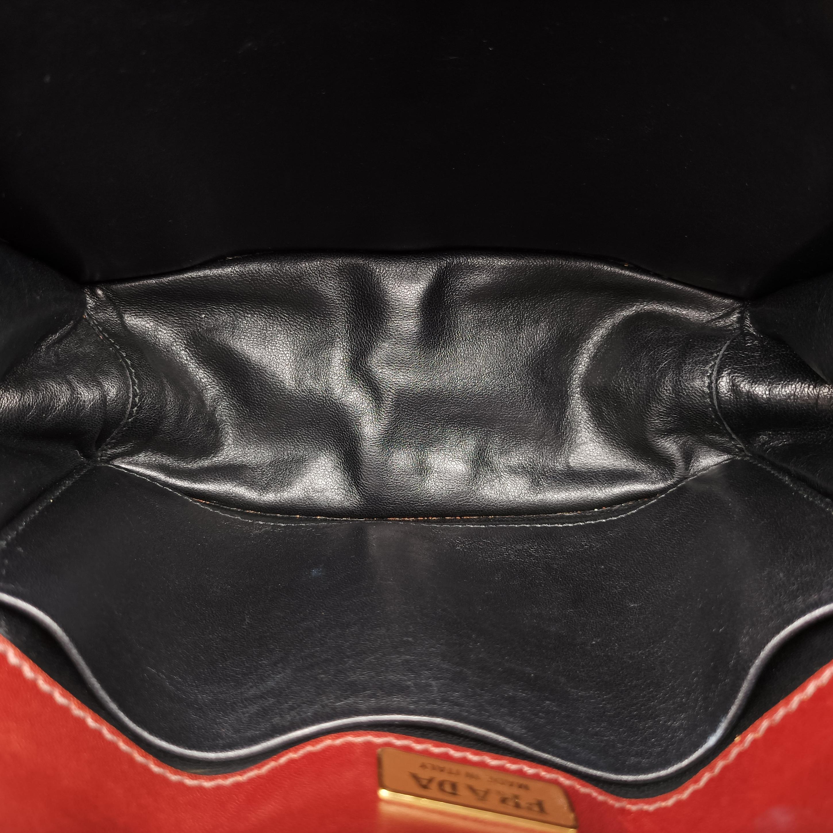 Pre-owned Prada Animalier Cahier Lions Head Brown×black Leather 1BD089 shoulderbag | stylenewstar