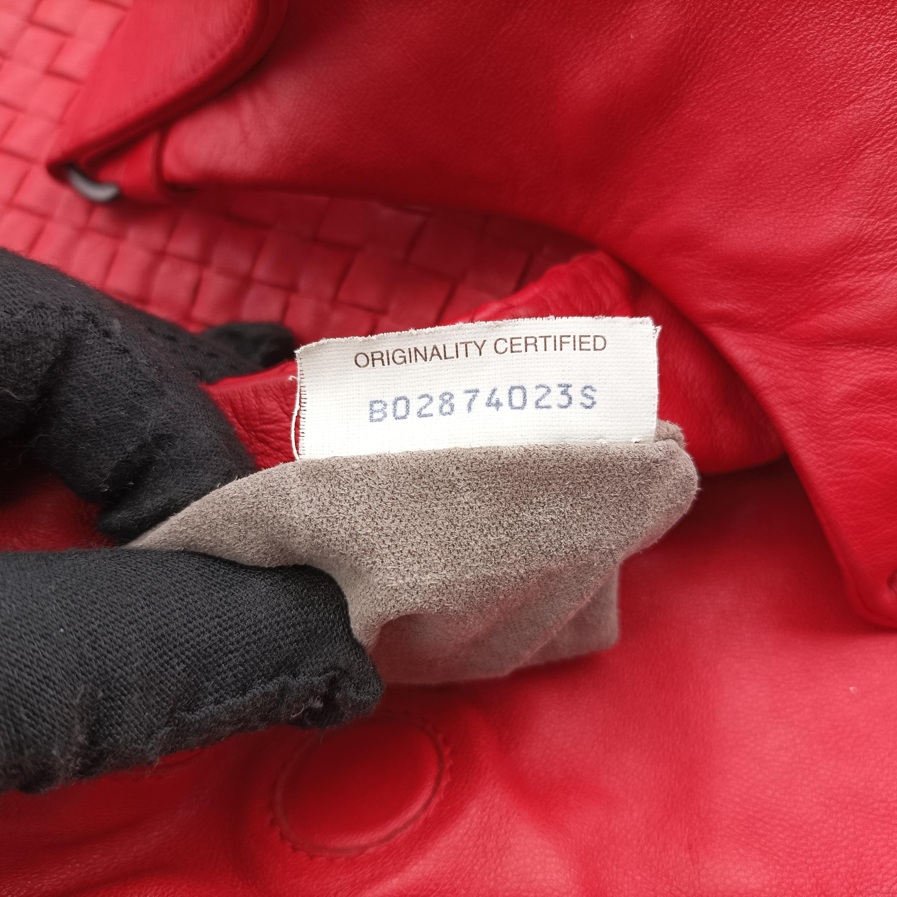 Pre-owned Bottega Veneta CAMPANA Intrecciato Red lambskin  shoulderbag | stylenewstar