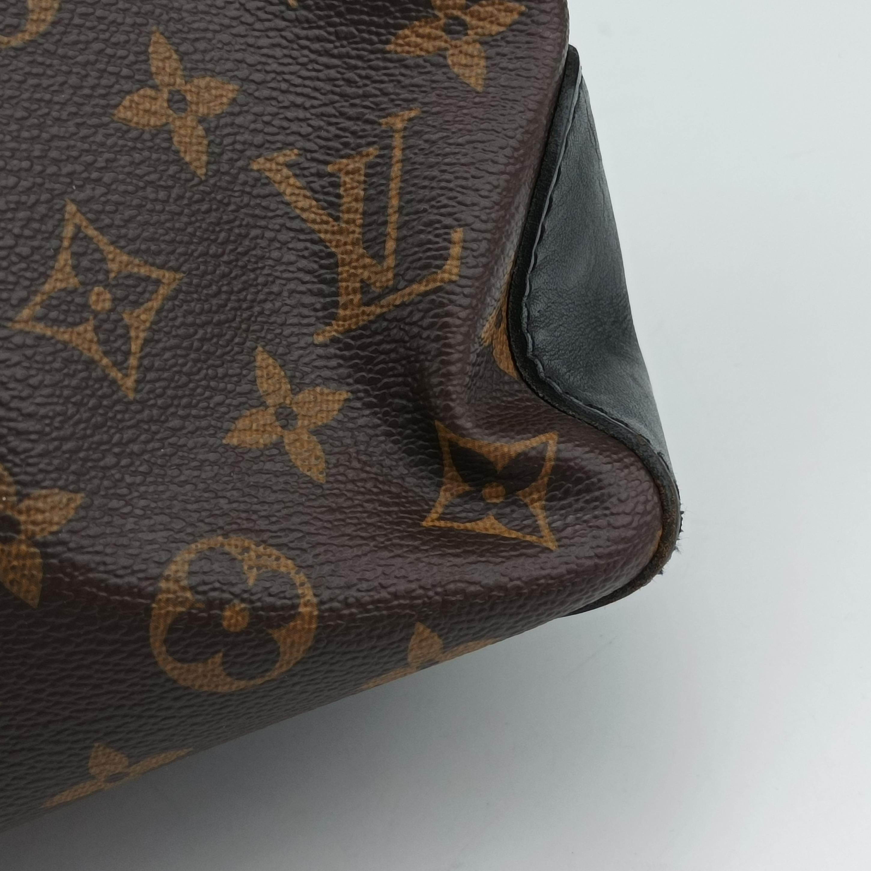 Secondhand Louis Vuitton TORRES Brown×black Monogram Macassar×calf leather M40387 shoulderbag | stylenewstar
