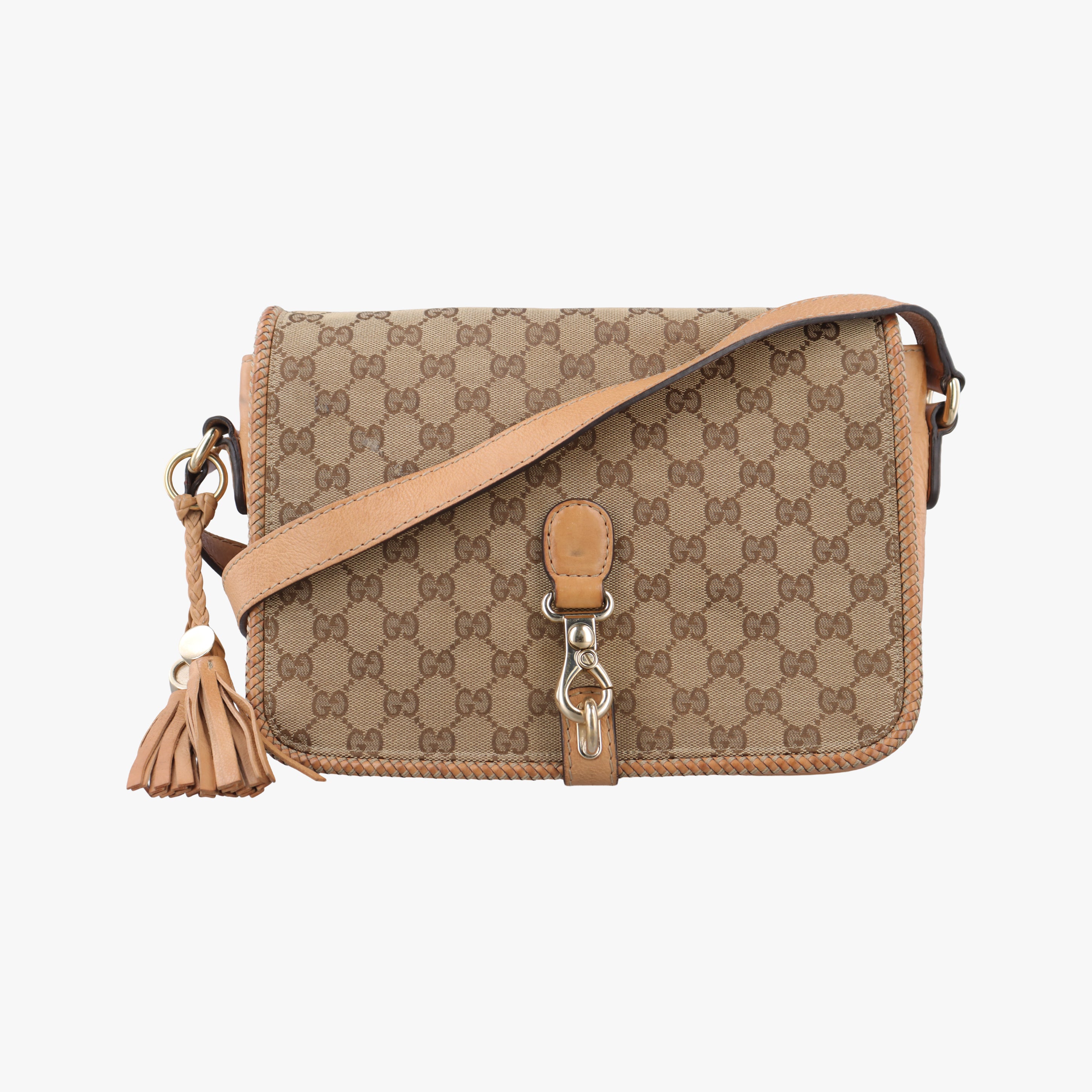 Pre-owned Gucci Marrakech Messenger Brown canvas 257024 shoulderbag | stylenewstar