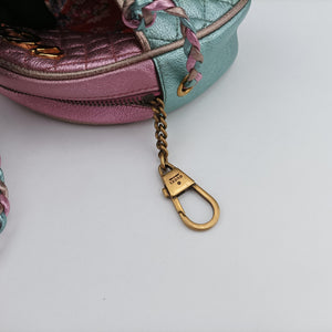 Pre-owned Gucci Laminate pink×blue Leather 534951 shoulderbag | stylenewstar