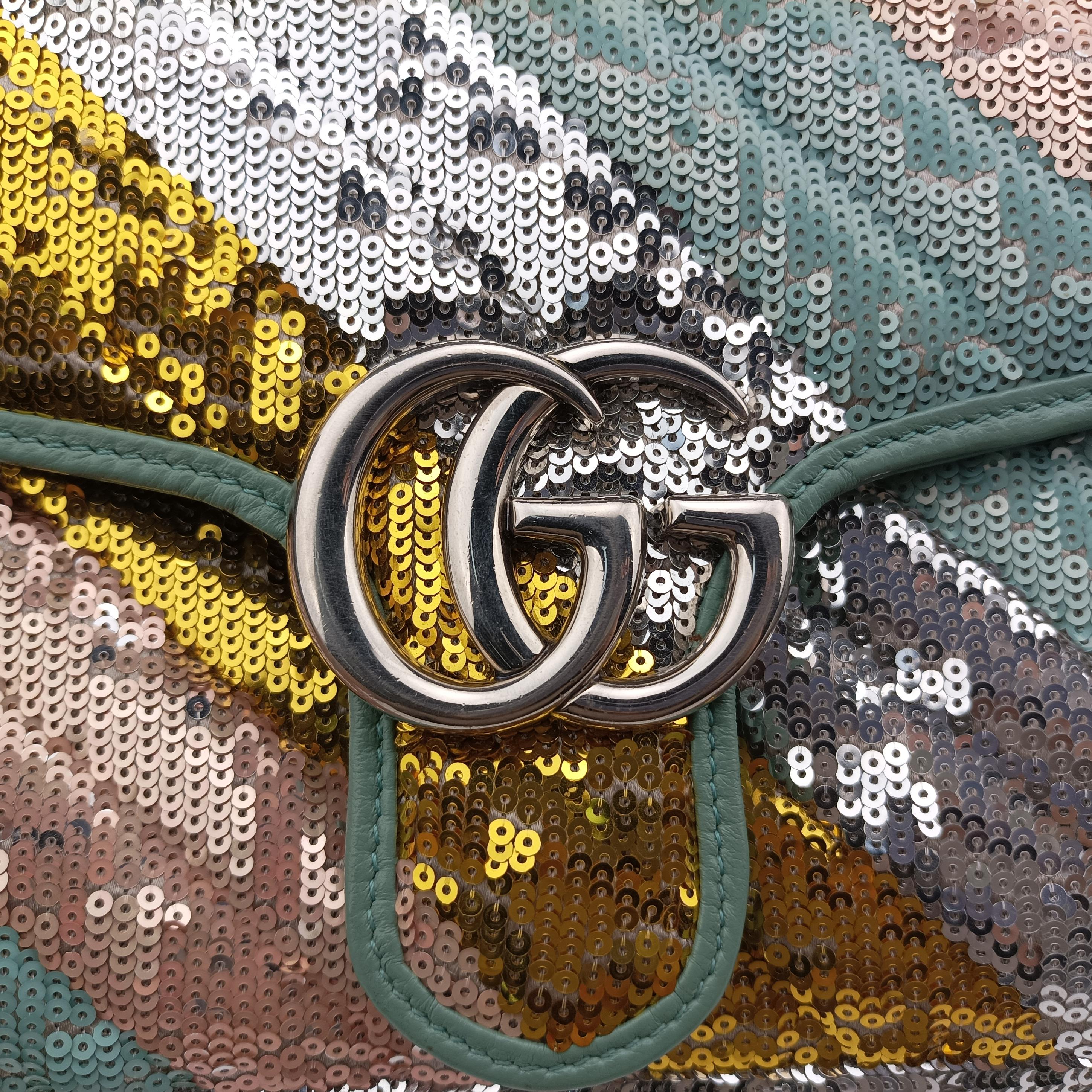 Pre-owned Gucci GG Marmont Multicolour Sequins 443497 shoulderbag | stylenewstar