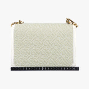 Pre-owned Burberry Monogram Quilted TB Mini Chain White×Green Leather  shoulderbag | stylenewstar