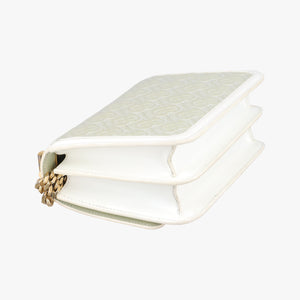 Pre-owned Burberry Monogram Quilted TB Mini Chain White×Green Leather  shoulderbag | stylenewstar