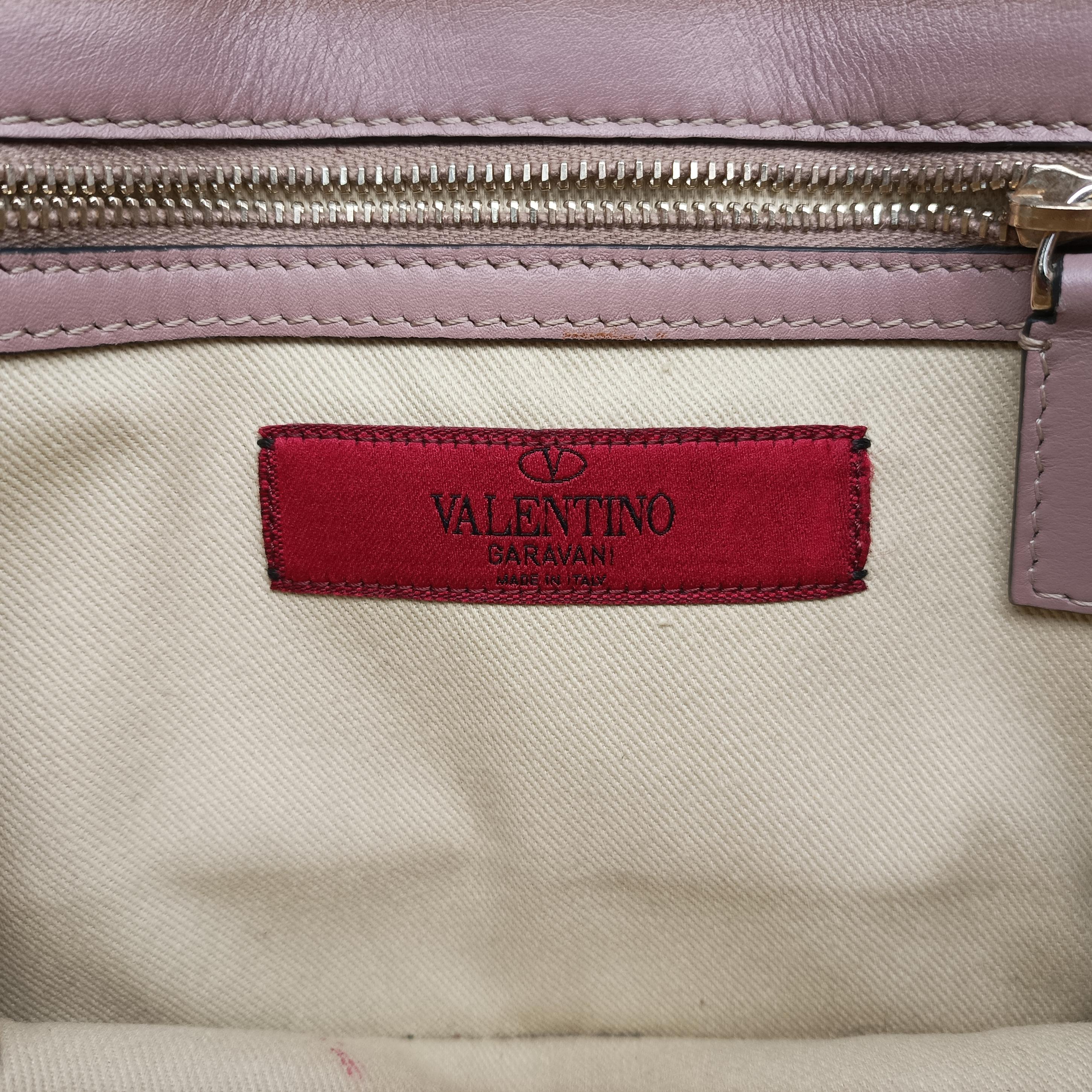 Pre-owned Valentino Rockstud Glam Lock Pink Leather  shoulderbag | stylenewstar