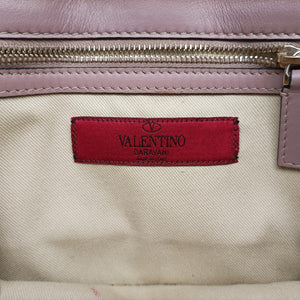 Pre-owned Valentino Rockstud Glam Lock Pink Leather  shoulderbag | stylenewstar