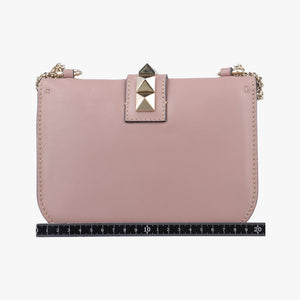 Pre-owned Valentino Rockstud Glam Lock Pink Leather  shoulderbag | stylenewstar