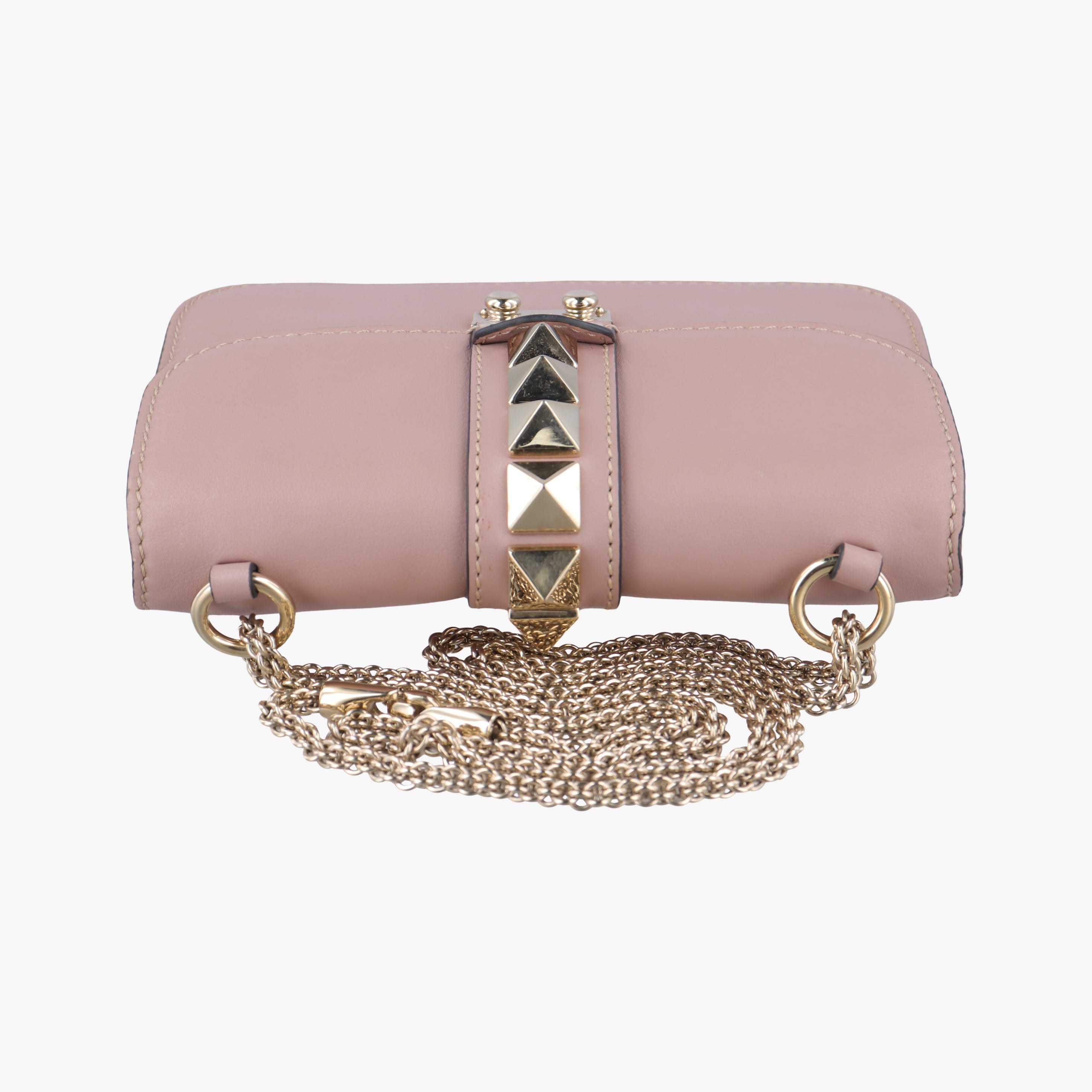 Pre-owned Valentino Rockstud Glam Lock Pink Leather  shoulderbag | stylenewstar
