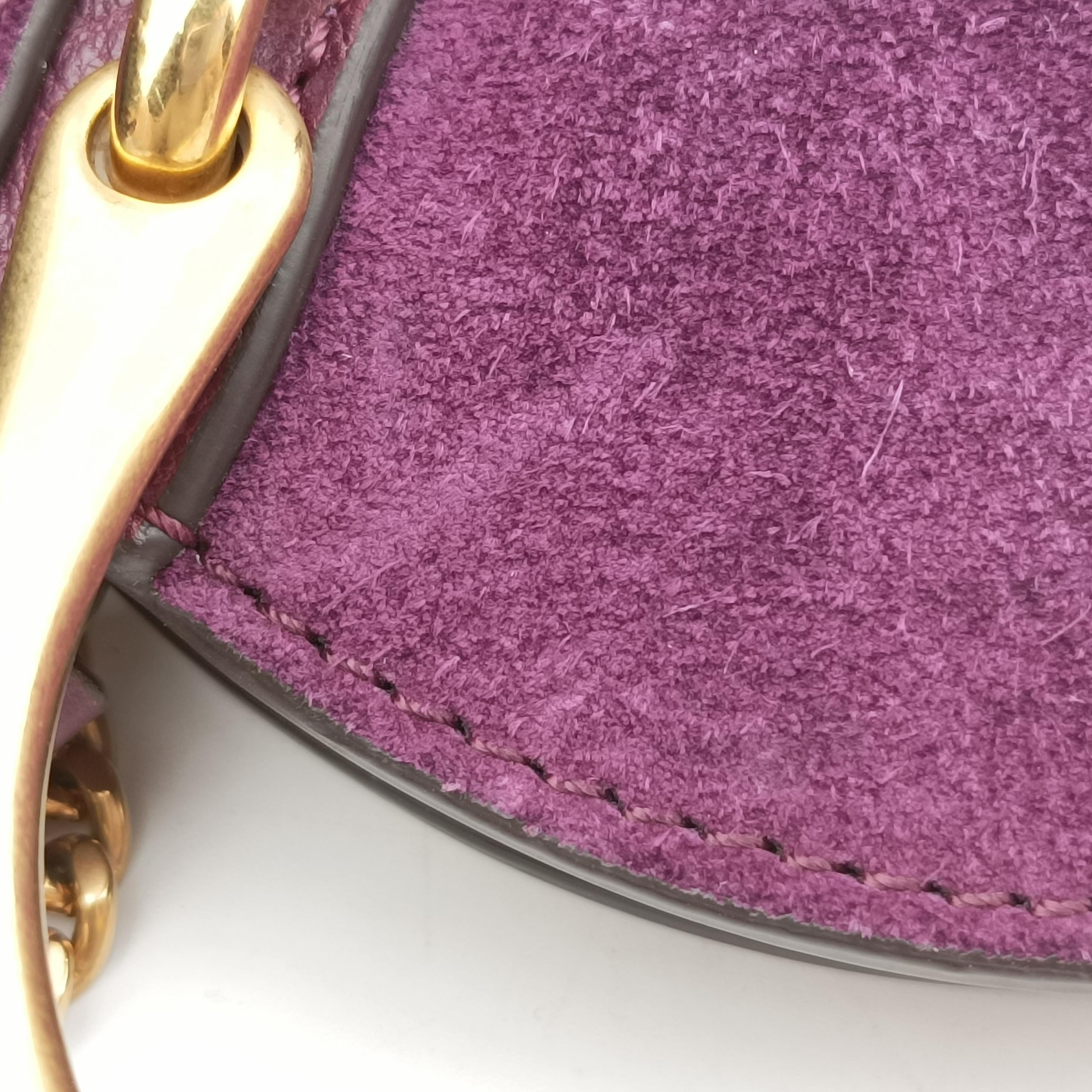 Vintage Chloe Small Pixie Round Top Purple Leather x Suede  shoulderbag | stylenewstar