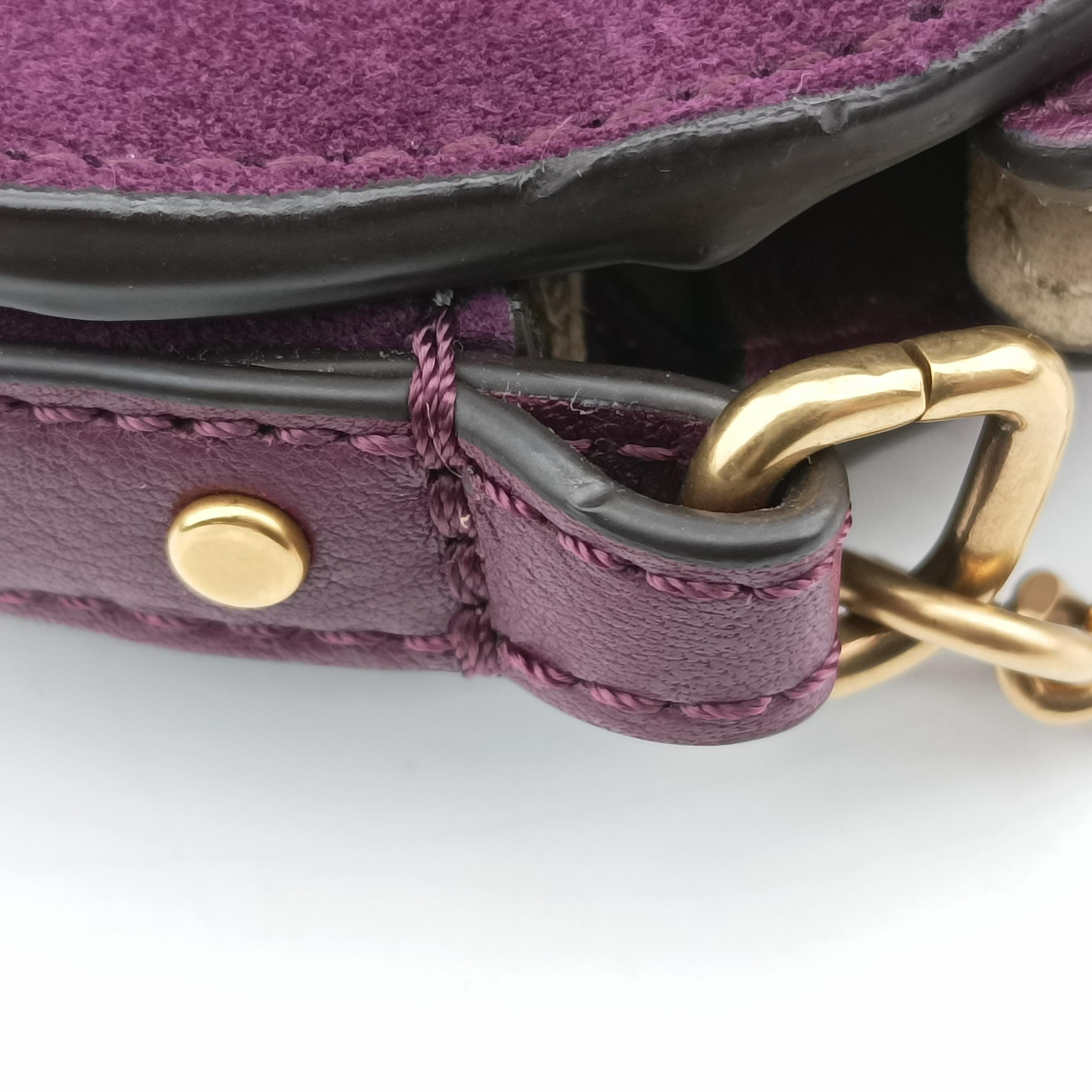 Vintage Chloe Small Pixie Round Top Purple Leather x Suede  shoulderbag | stylenewstar