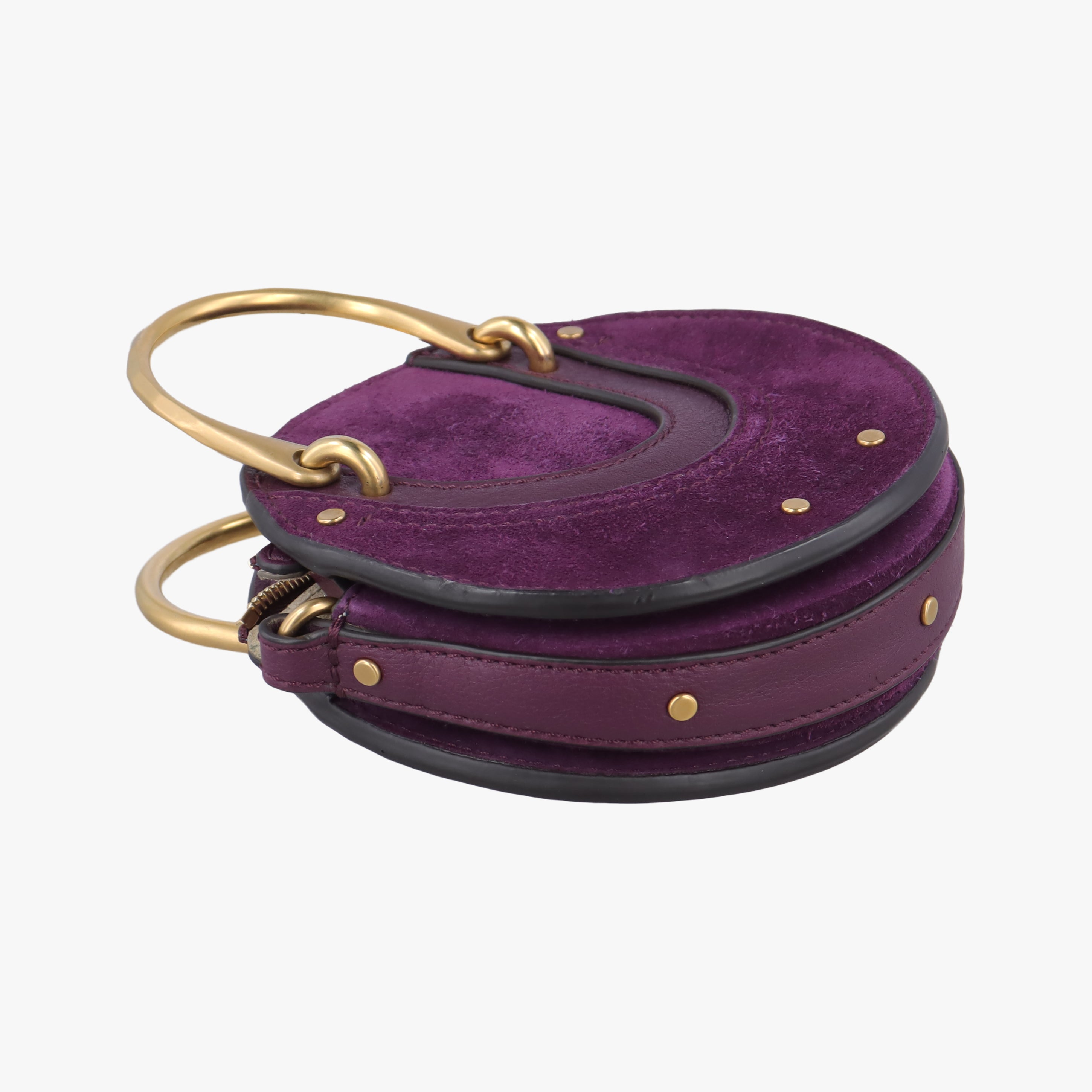 Vintage Chloe Small Pixie Round Top Purple Leather x Suede  shoulderbag | stylenewstar