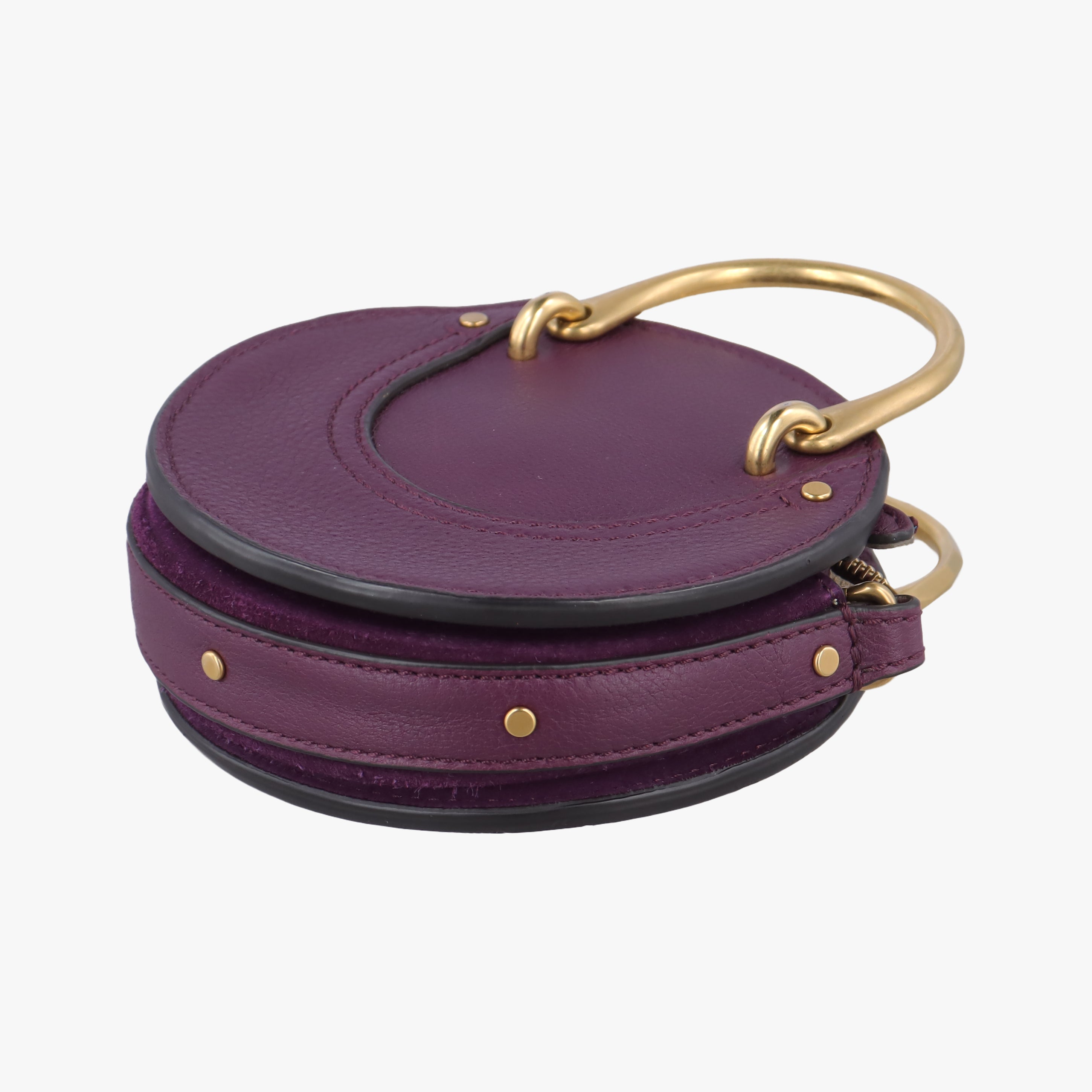 Vintage Chloe Small Pixie Round Top Purple Leather x Suede  shoulderbag | stylenewstar
