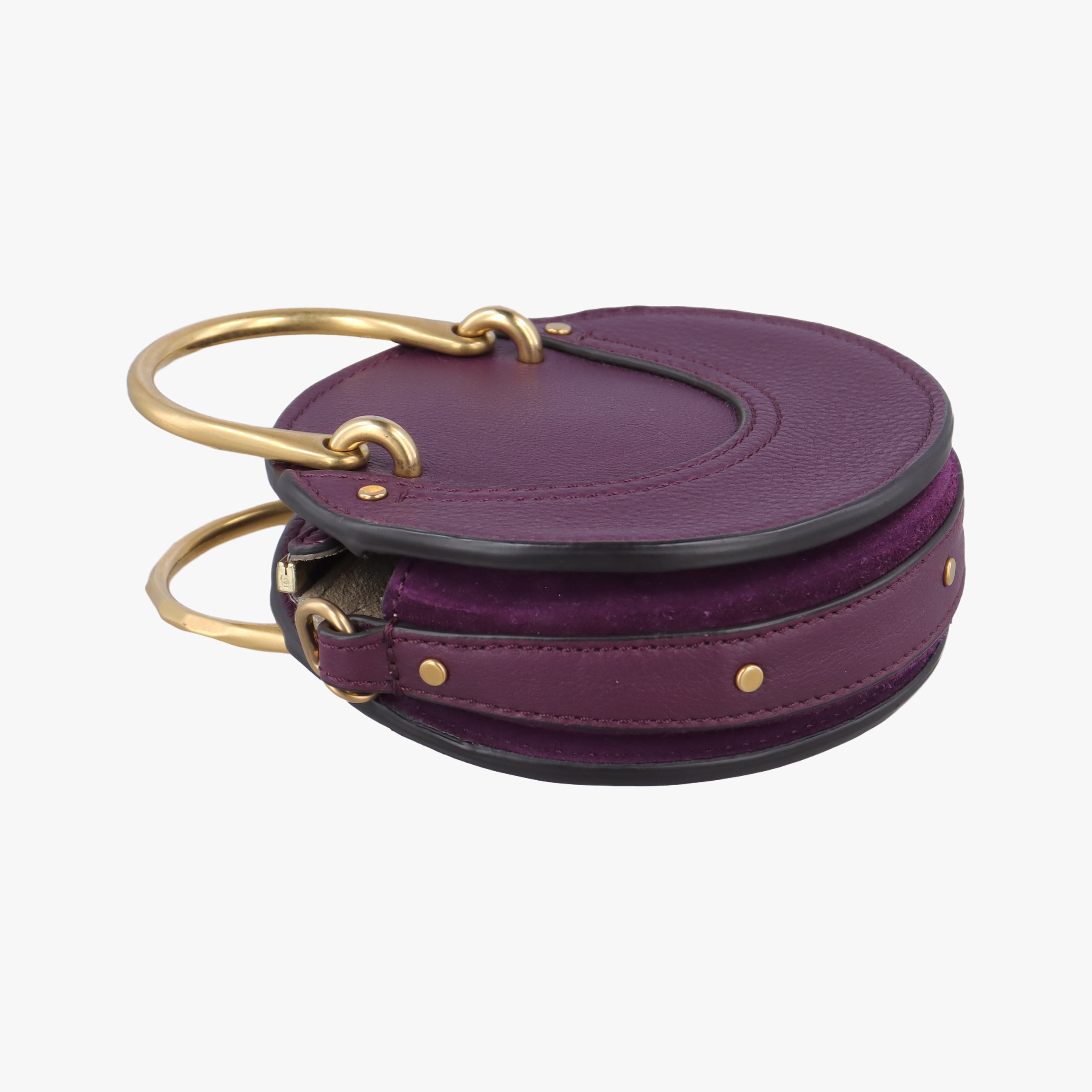 Vintage Chloe Small Pixie Round Top Purple Leather x Suede  shoulderbag | stylenewstar