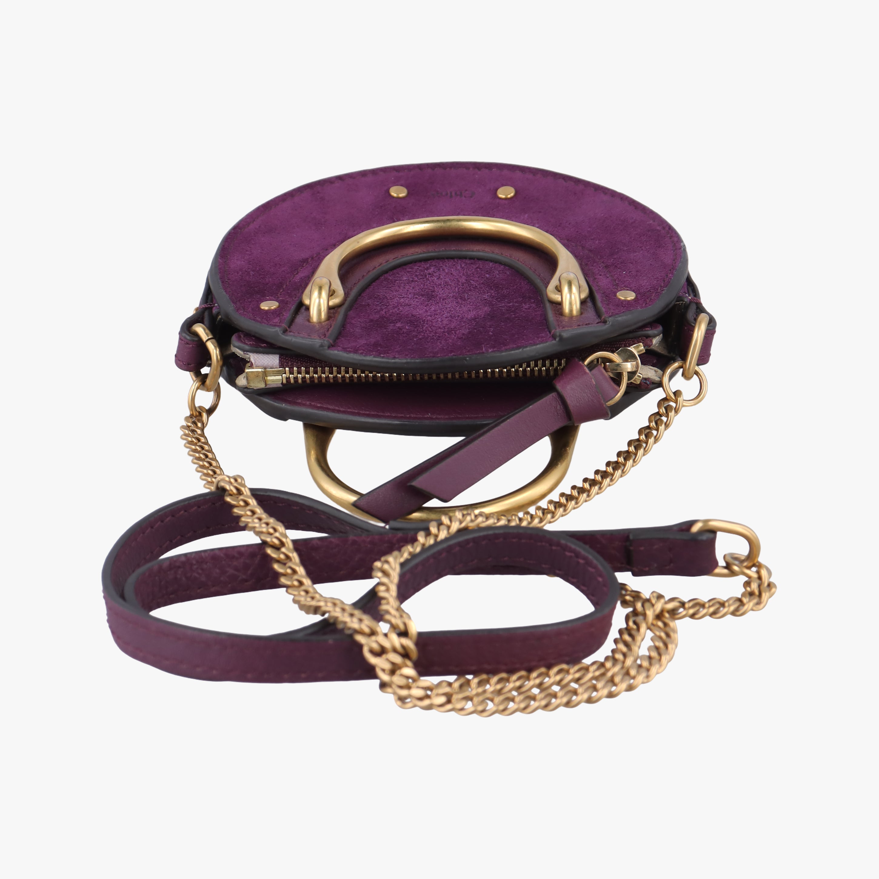 Vintage Chloe Small Pixie Round Top Purple Leather x Suede  shoulderbag | stylenewstar
