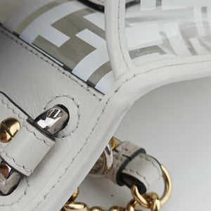 Pre-owned Fendi KAN I F White PVC coated canvas 8BT286 shoulderbag | stylenewstar