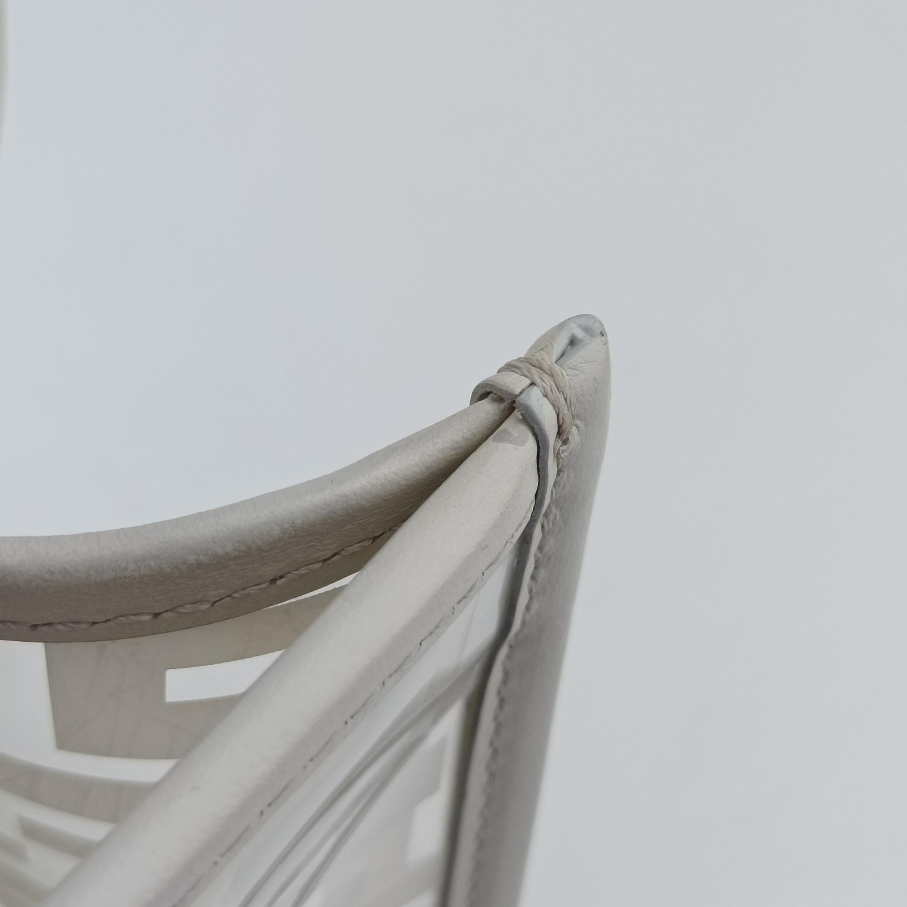 Pre-owned Fendi KAN I F White PVC coated canvas 8BT286 shoulderbag | stylenewstar