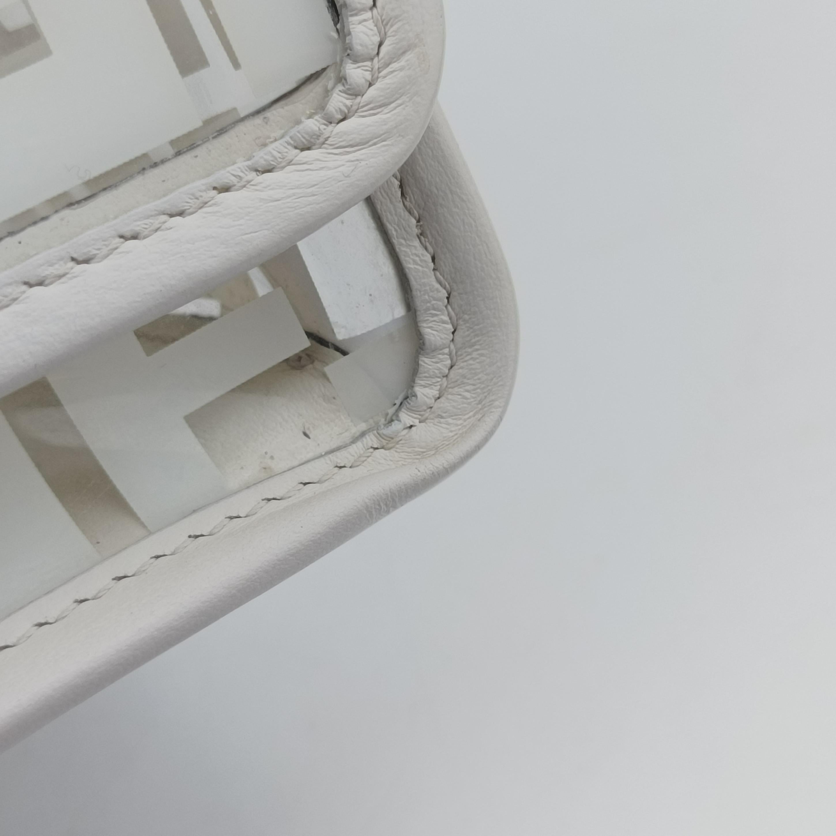 Pre-owned Fendi KAN I F White PVC coated canvas 8BT286 shoulderbag | stylenewstar