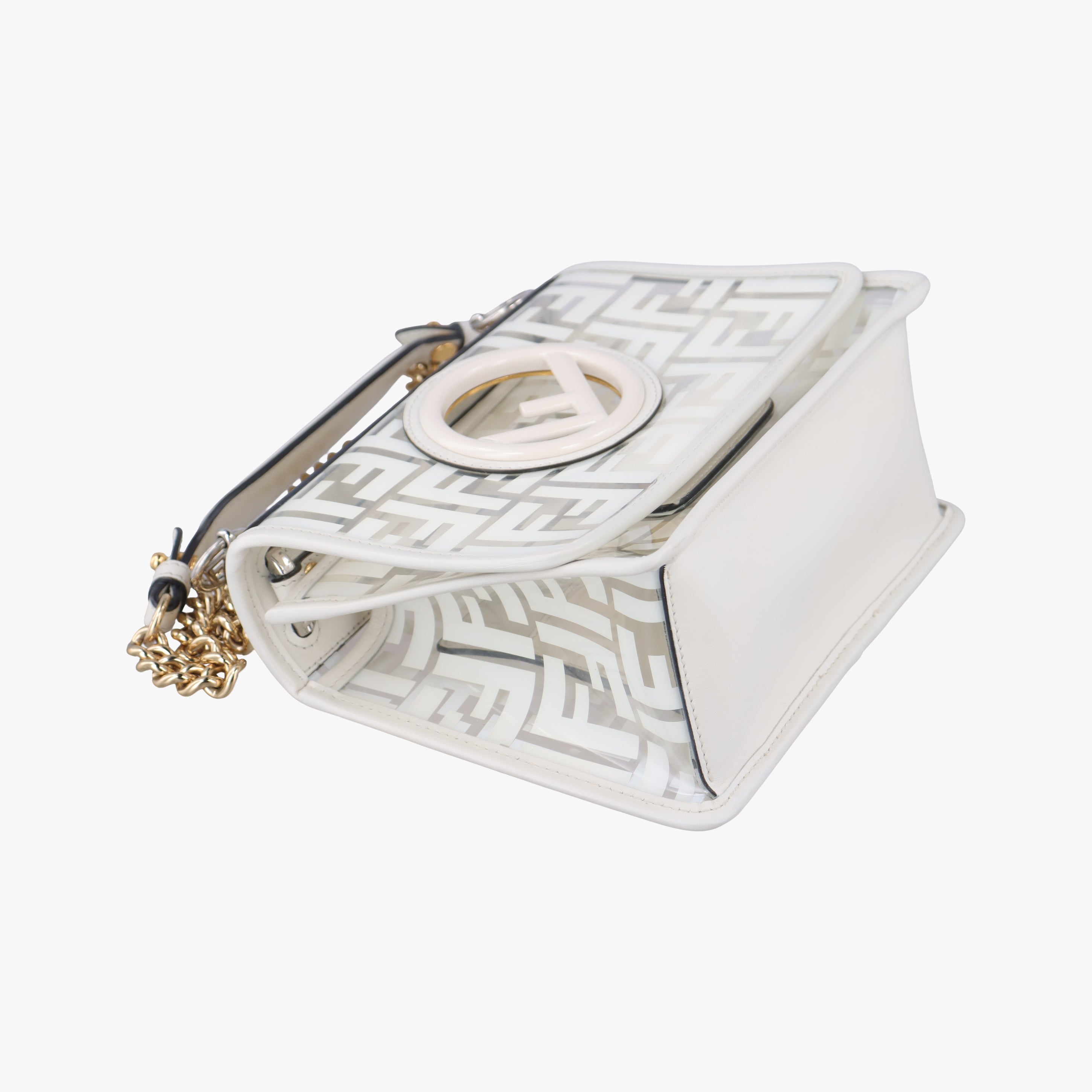 Pre-owned Fendi KAN I F White PVC coated canvas 8BT286 shoulderbag | stylenewstar