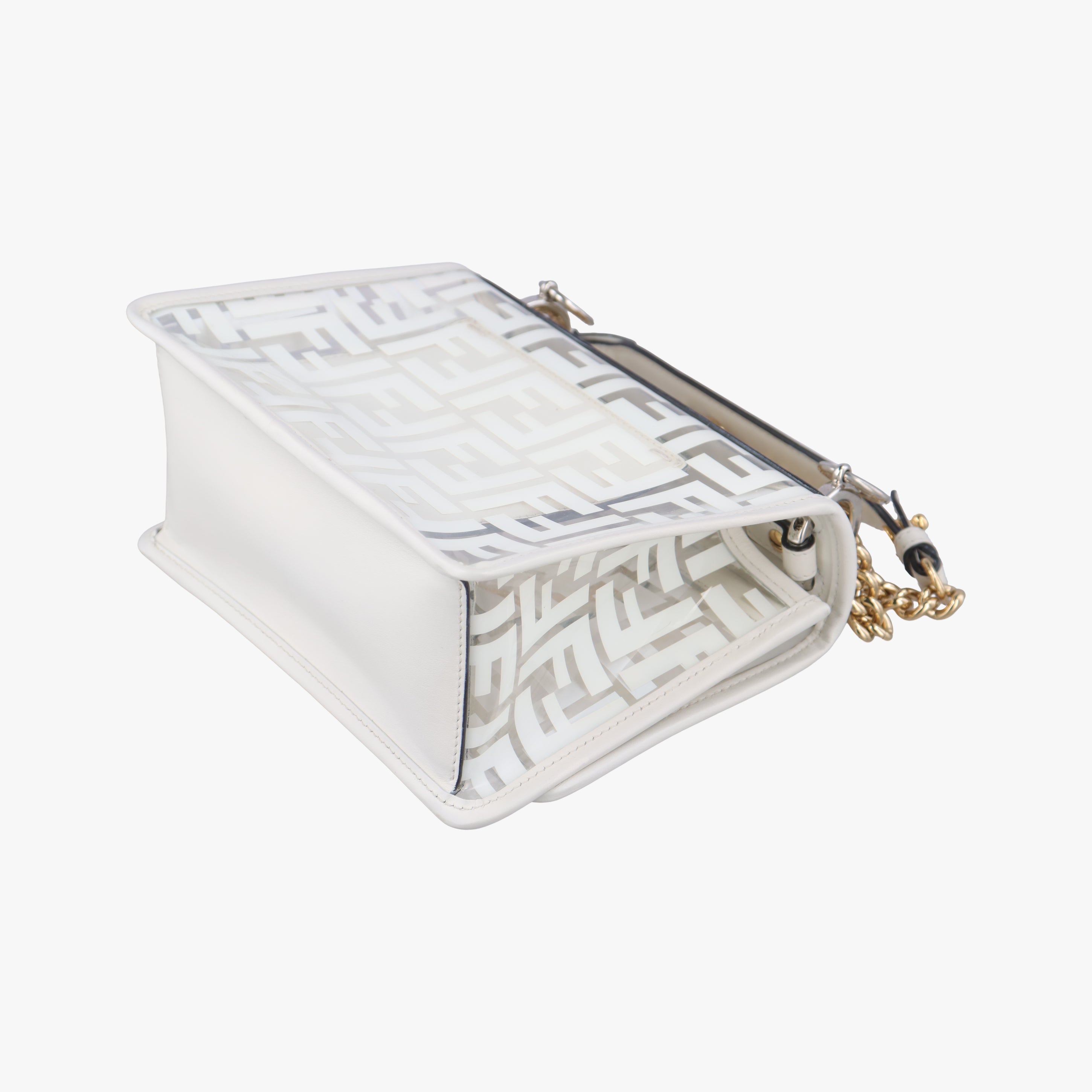 Pre-owned Fendi KAN I F White PVC coated canvas 8BT286 shoulderbag | stylenewstar