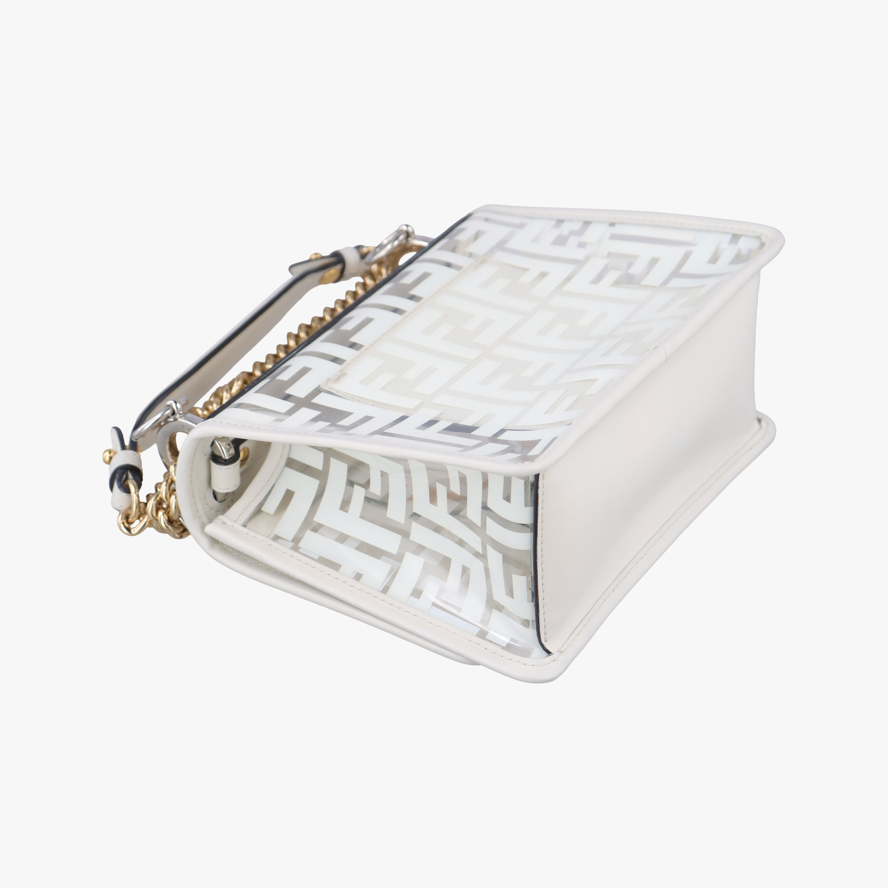 Pre-owned Fendi KAN I F White PVC coated canvas 8BT286 shoulderbag | stylenewstar