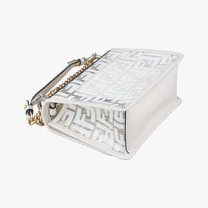 Pre-owned Fendi KAN I F White PVC coated canvas 8BT286 shoulderbag | stylenewstar