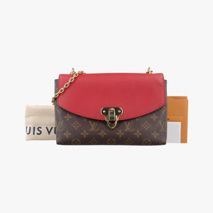 Pre-owned Louis Vuitton SAINT PLACIDE brown×CERISE Monogram Canvas×calf leather M43713 shoulderbag | stylenewstar