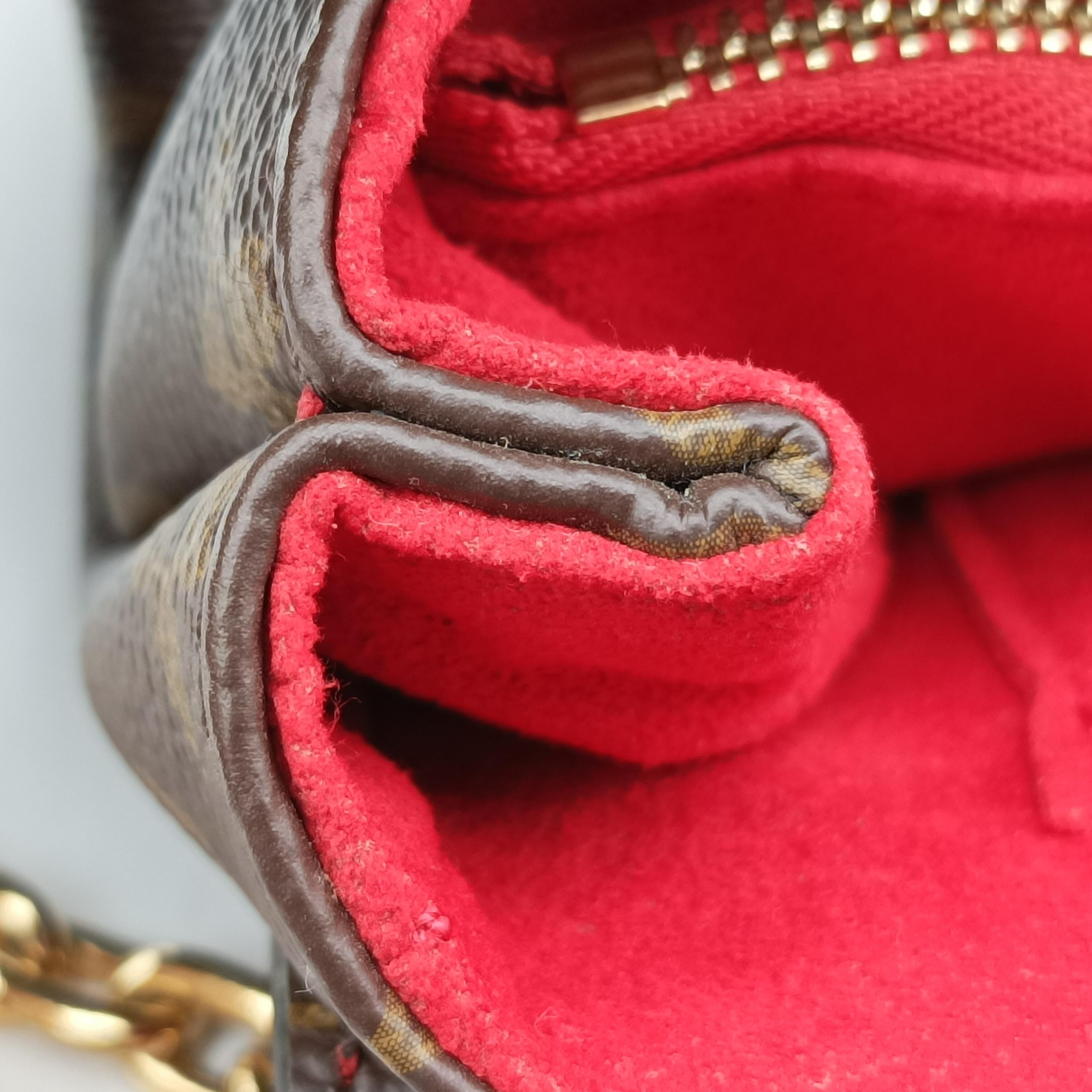 Pre-owned Louis Vuitton SAINT PLACIDE brown×CERISE Monogram Canvas×calf leather M43713 shoulderbag | stylenewstar