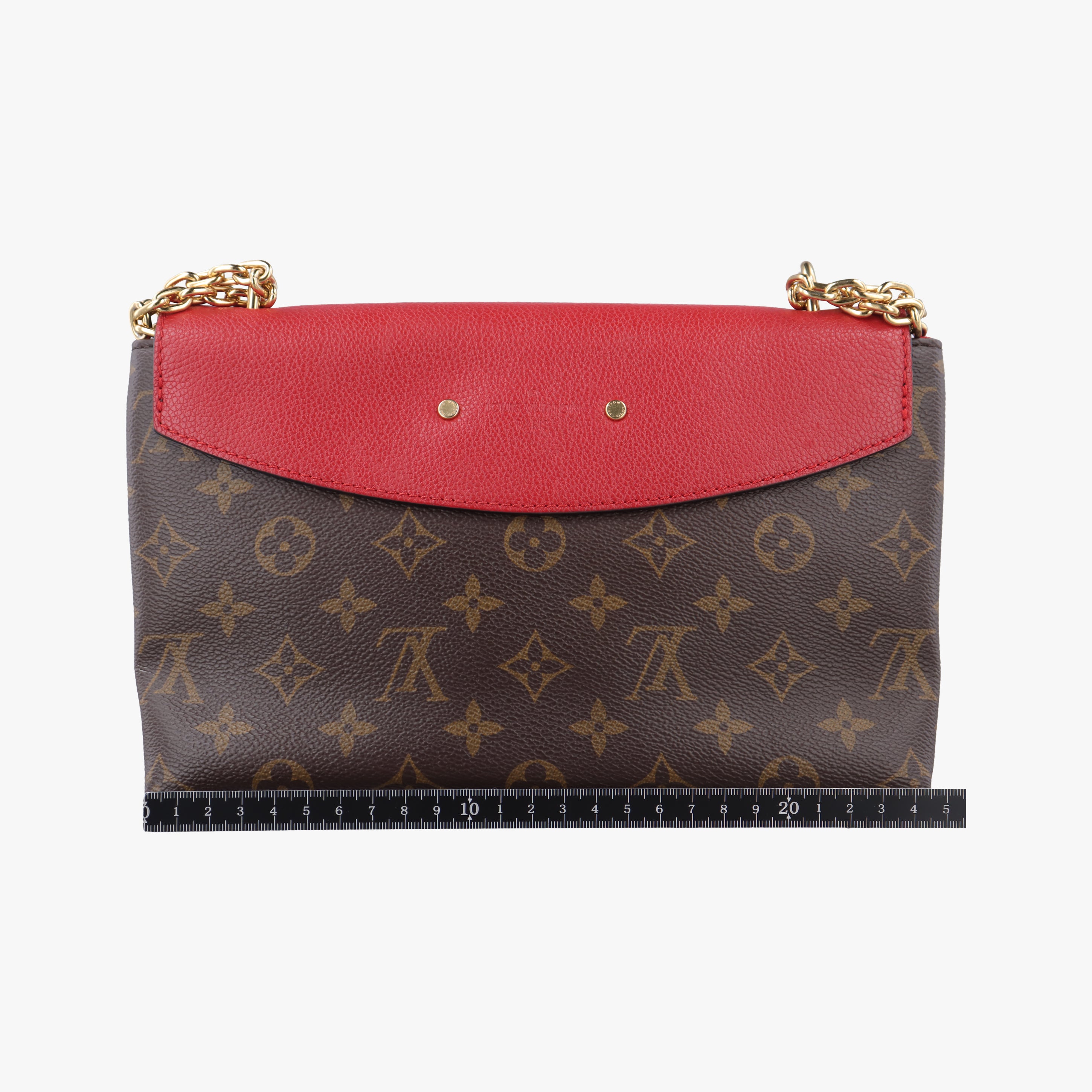 Pre-owned Louis Vuitton SAINT PLACIDE brown×CERISE Monogram Canvas×calf leather M43713 shoulderbag | stylenewstar