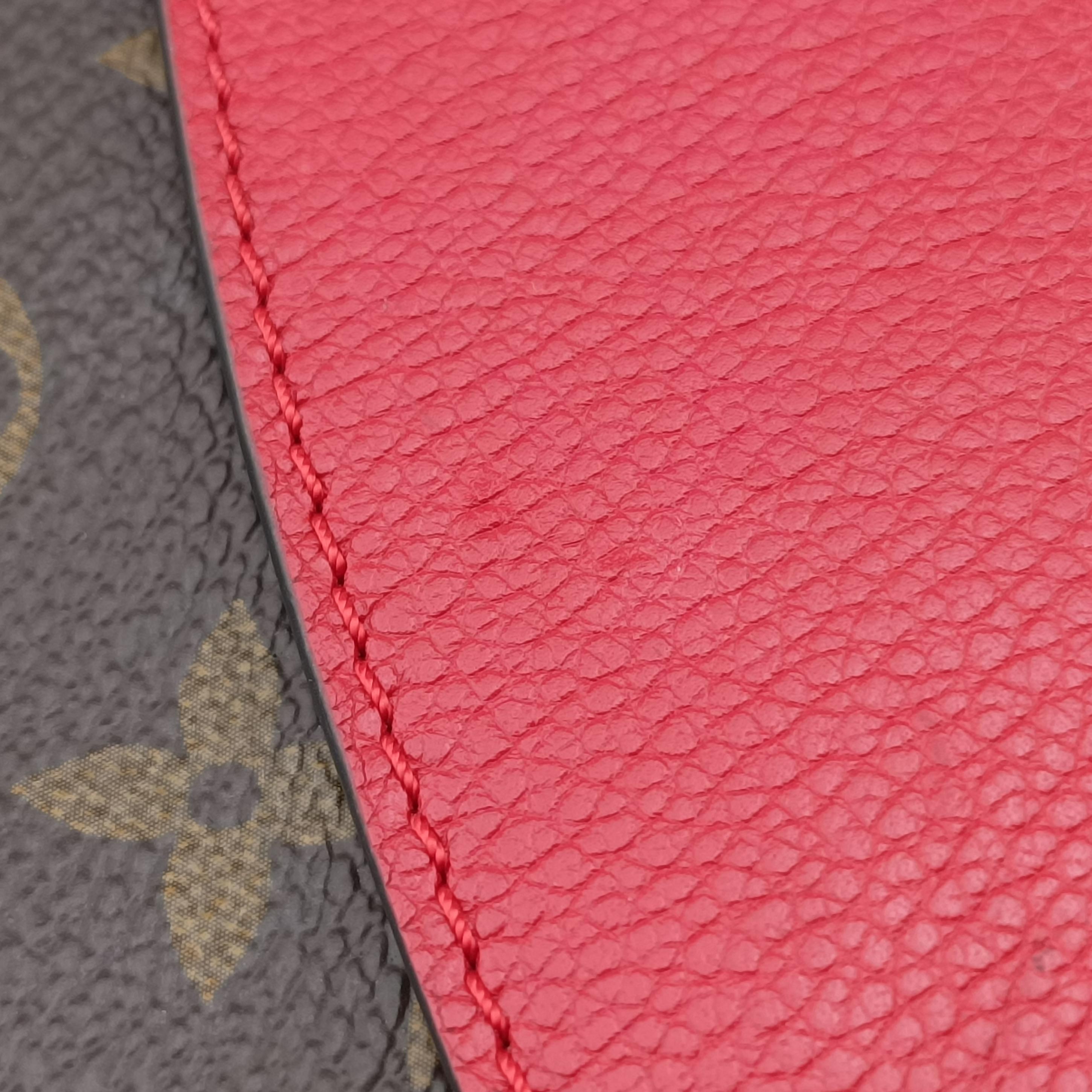 Pre-owned Louis Vuitton SAINT PLACIDE brown×CERISE Monogram Canvas×calf leather M43713 shoulderbag | stylenewstar