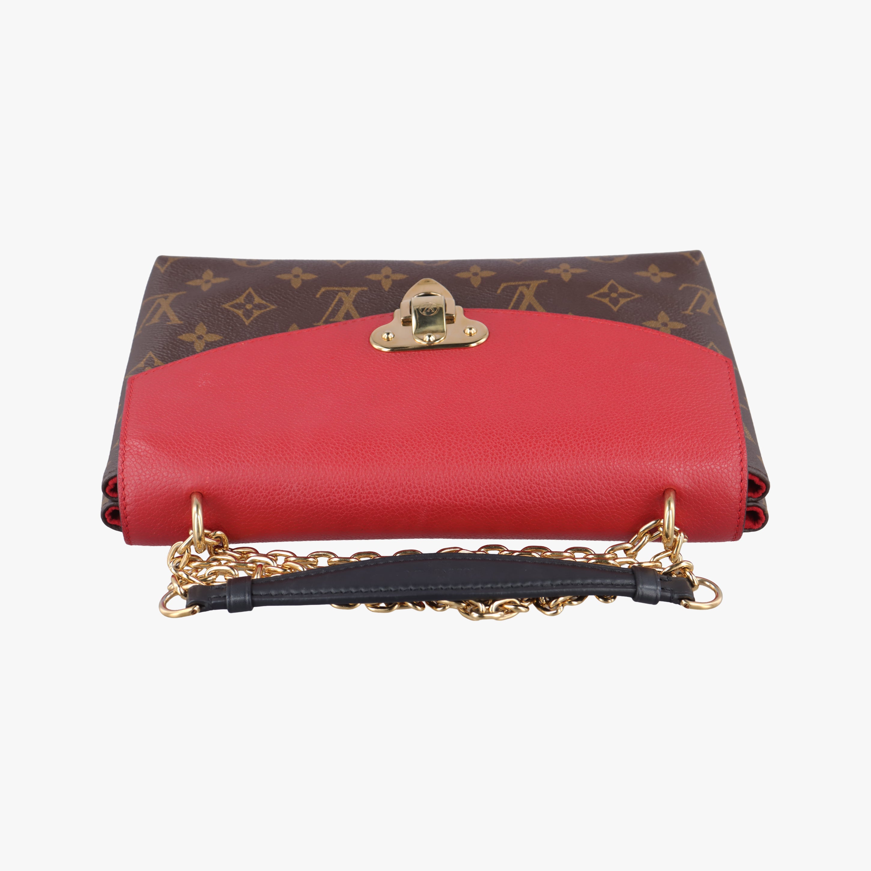 Pre-owned Louis Vuitton SAINT PLACIDE brown×CERISE Monogram Canvas×calf leather M43713 shoulderbag | stylenewstar