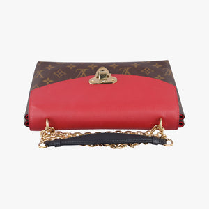 Pre-owned Louis Vuitton SAINT PLACIDE brown×CERISE Monogram Canvas×calf leather M43713 shoulderbag | stylenewstar