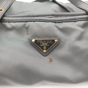 Pre-owned Prada Triangle logo Grey nylon × leather BR4991 handbag | stylenewstar