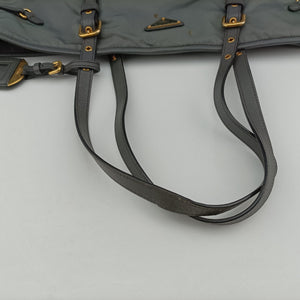 Pre-owned Prada Triangle logo Grey nylon × leather BR4991 handbag | stylenewstar
