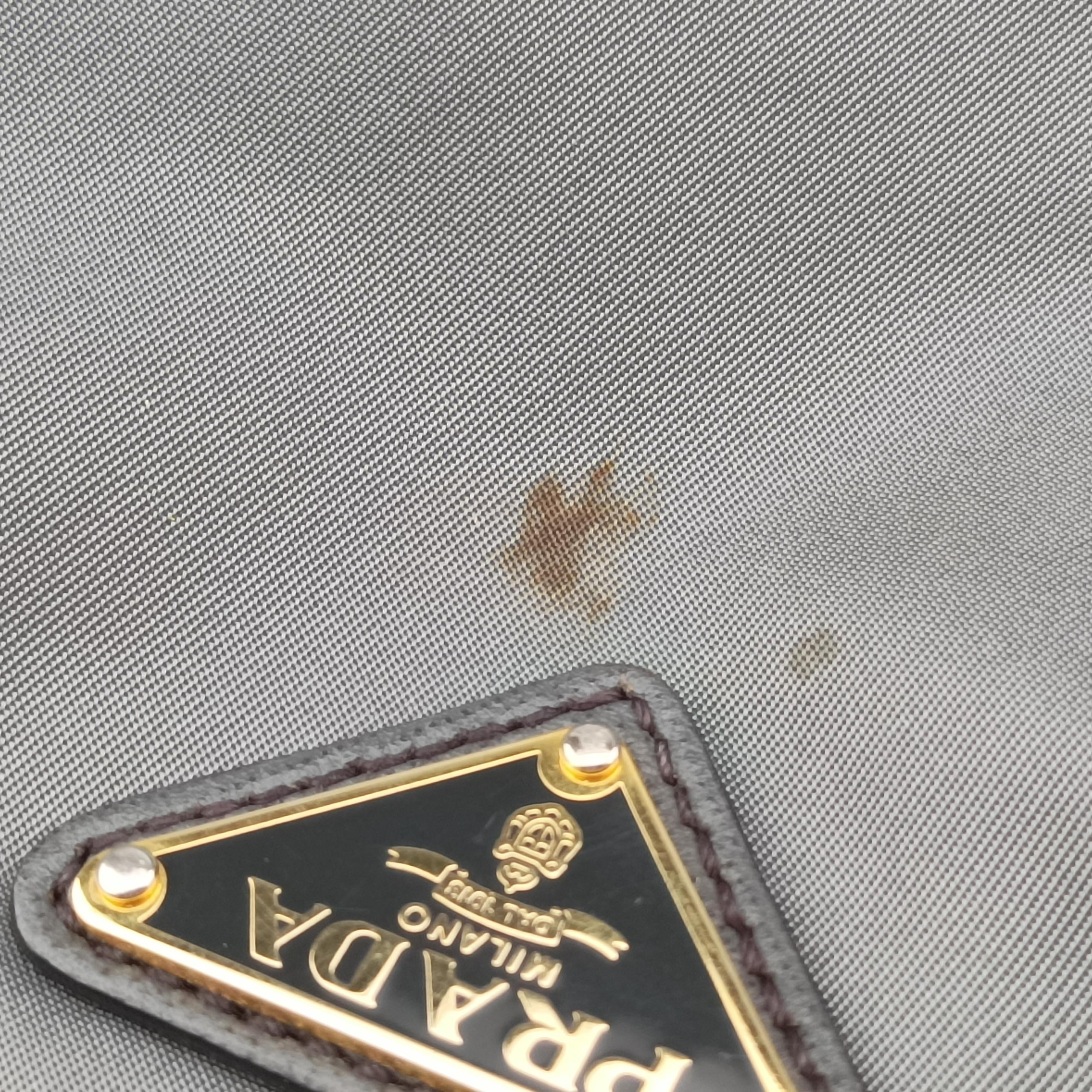 Pre-owned Prada Triangle logo Grey nylon × leather BR4991 handbag | stylenewstar