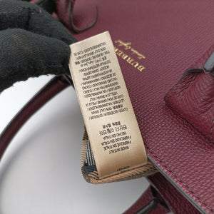 Pre-owned Burberry Medium Banner Burgundy×gray×beige×dark navy leather  shoulderbag | stylenewstar