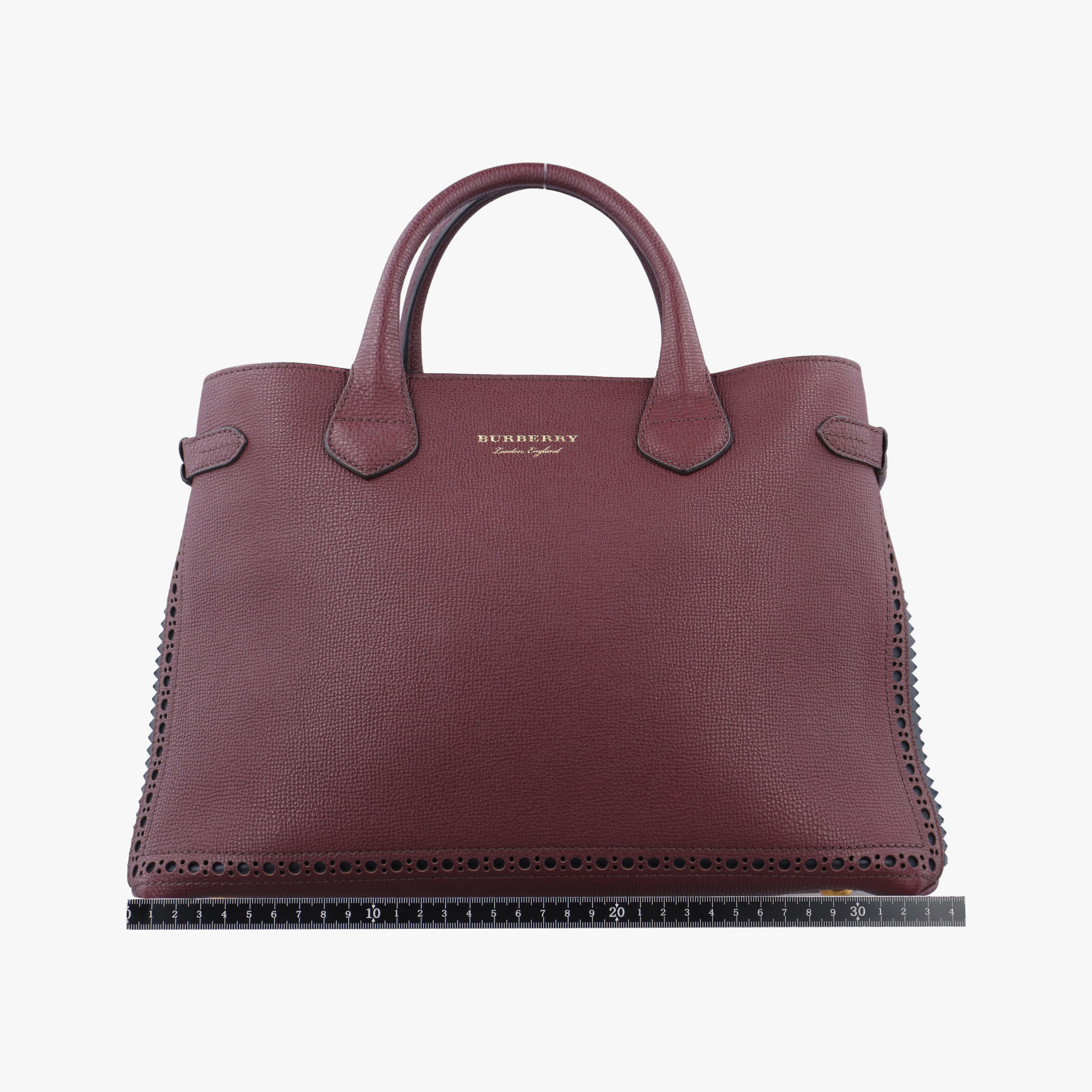 Pre-owned Burberry Medium Banner Burgundy×gray×beige×dark navy leather  shoulderbag | stylenewstar