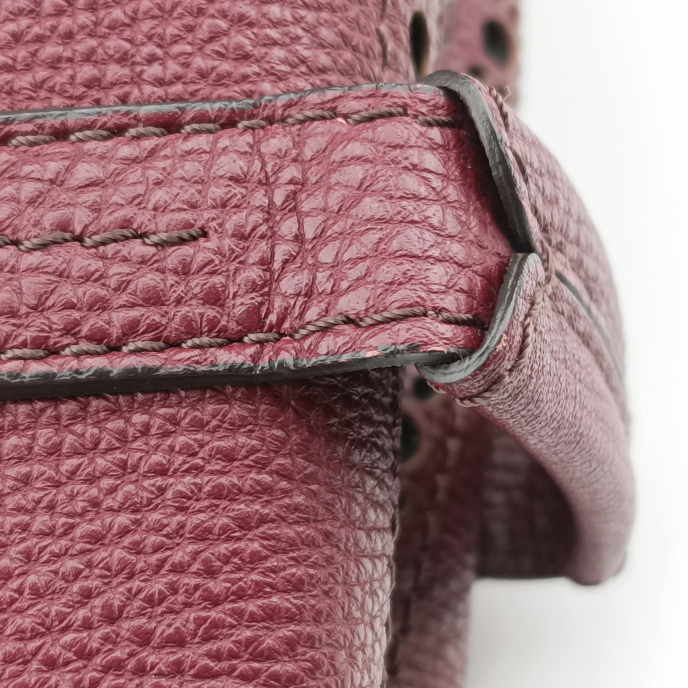 Pre-owned Burberry Medium Banner Burgundy×gray×beige×dark navy leather  shoulderbag | stylenewstar