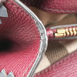 Pre-owned Burberry Medium Banner Burgundy×gray×beige×dark navy leather  shoulderbag | stylenewstar