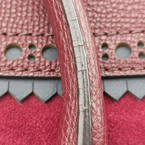 Pre-owned Burberry Medium Banner Burgundy×gray×beige×dark navy leather  shoulderbag | stylenewstar