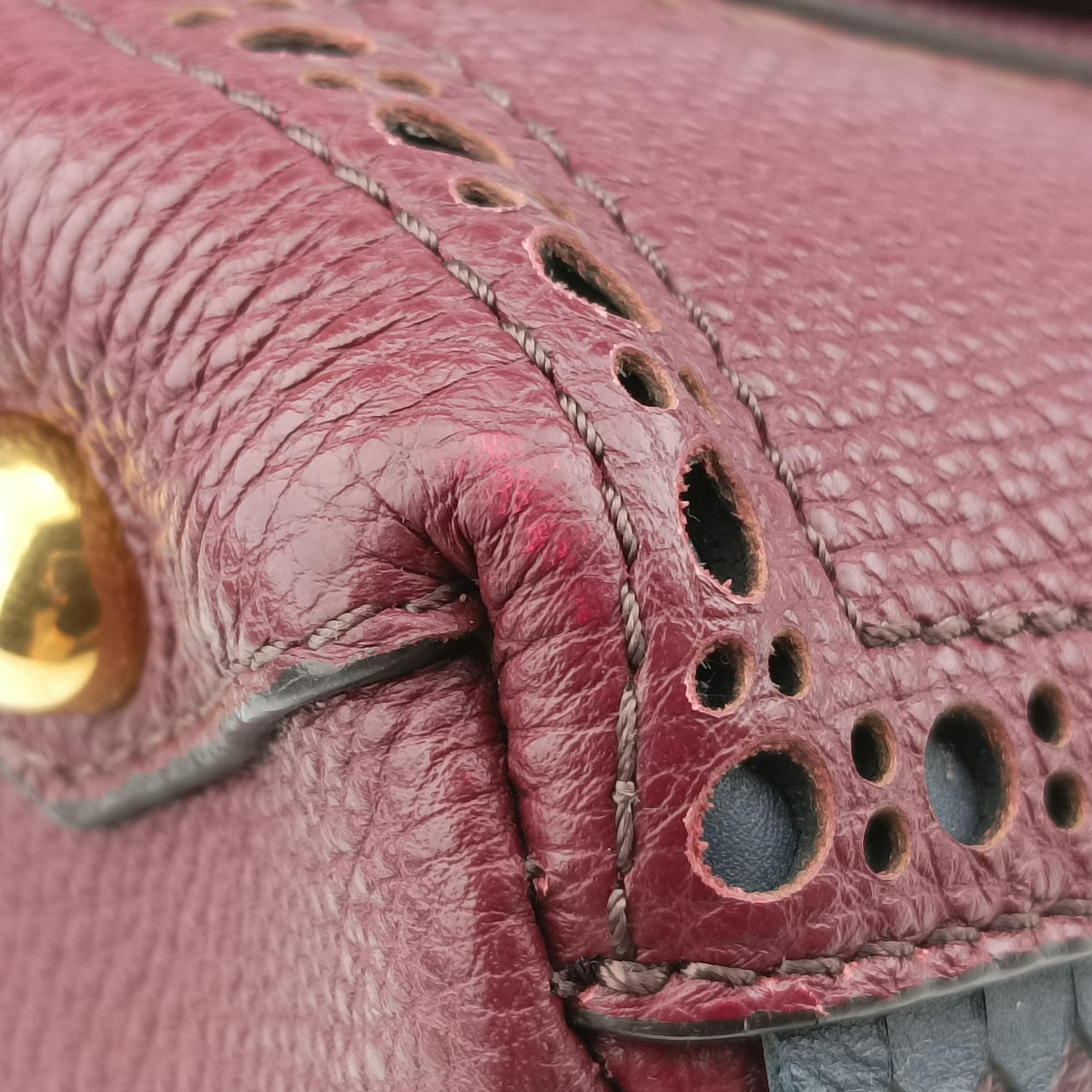 Pre-owned Burberry Medium Banner Burgundy×gray×beige×dark navy leather  shoulderbag | stylenewstar