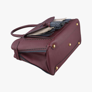 Pre-owned Burberry Medium Banner Burgundy×gray×beige×dark navy leather  shoulderbag | stylenewstar