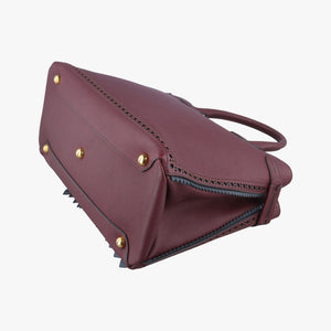 Pre-owned Burberry Medium Banner Burgundy×gray×beige×dark navy leather  shoulderbag | stylenewstar