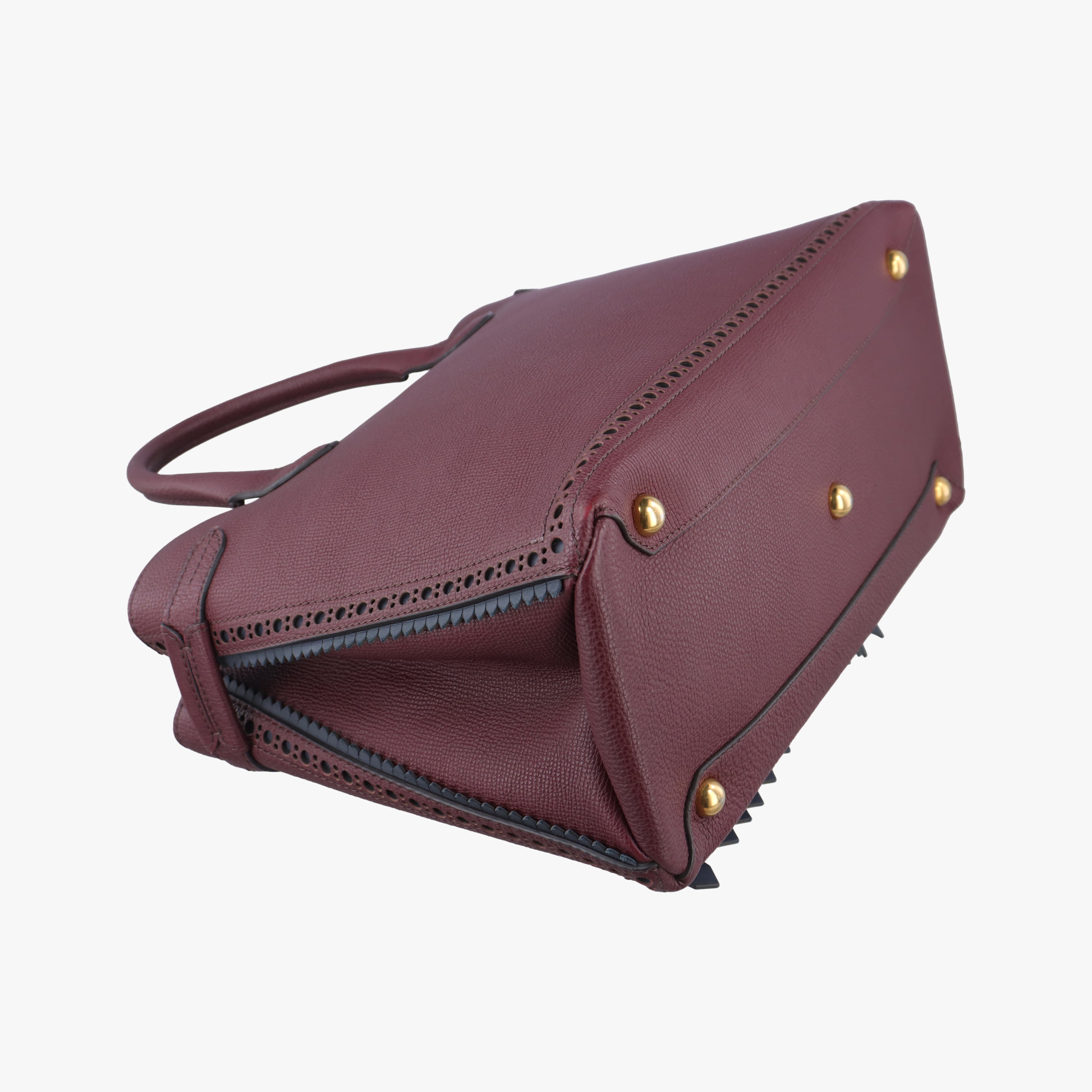 Pre-owned Burberry Medium Banner Burgundy×gray×beige×dark navy leather  shoulderbag | stylenewstar