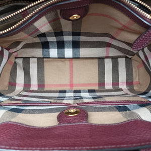 Pre-owned Burberry Medium Banner Burgundy×gray×beige×dark navy leather  shoulderbag | stylenewstar