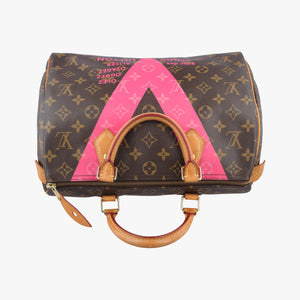 Pre-owned Louis Vuitton Speedy 30 Grenade V brown×pink Monogram Canvas M41533 handbag | stylenewstar