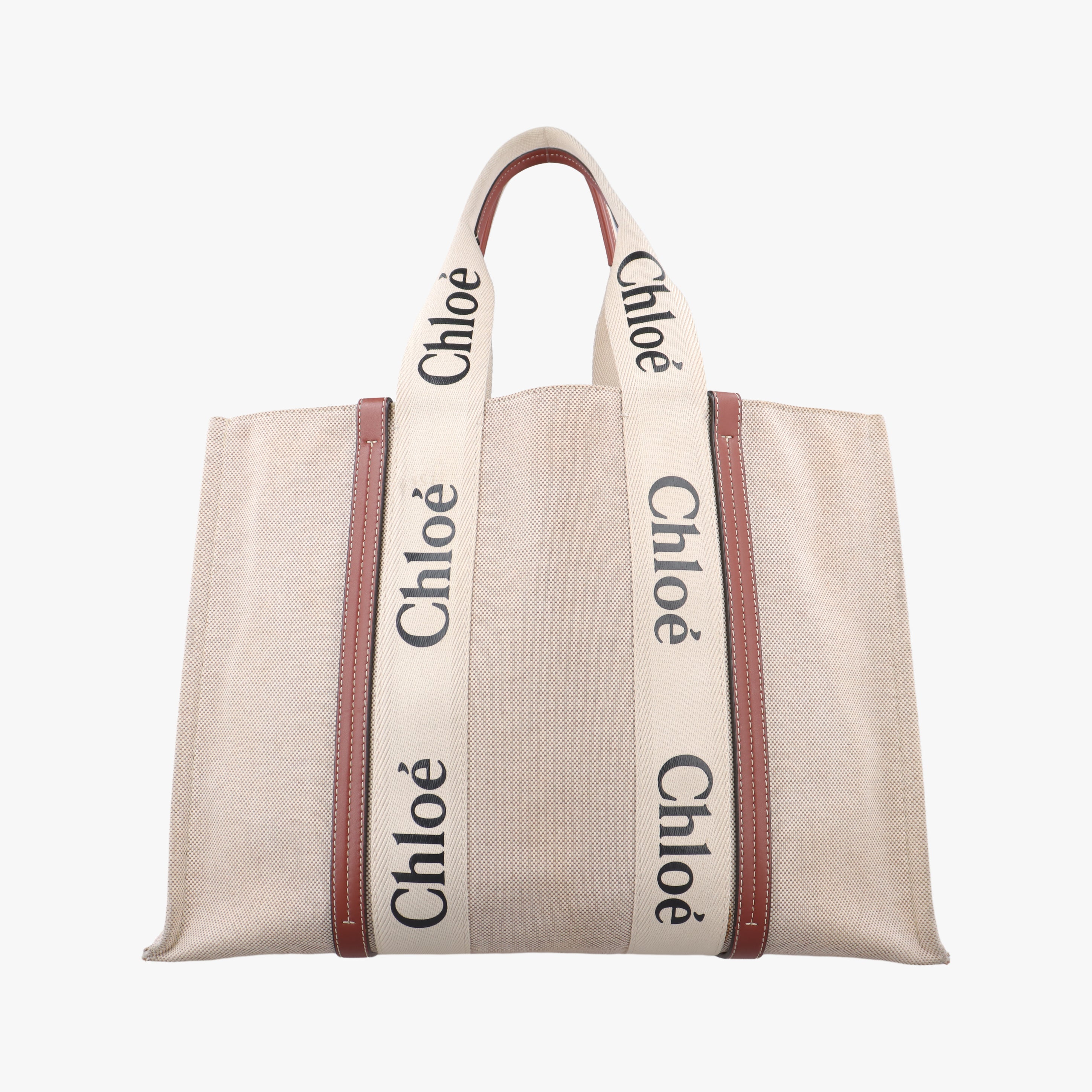 Pre-owned Chloe Woody Beige x Brown x Black canvas  handbag | stylenewstar