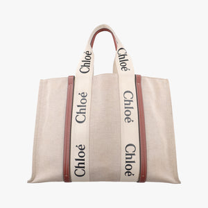 Pre-owned Chloe Woody Beige x Brown x Black canvas  handbag | stylenewstar